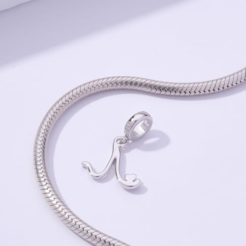 Letter Charms for Pandora Bracelets 925 Sterling Silver Alphabet Initial Charms Bead Jewelry Gift for Women - style: Initial N