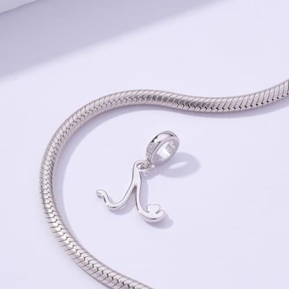 Letter Charms for Pandora Bracelets 925 Sterling Silver Alphabet Initial Charms Bead Jewelry Gift for Women - style: Initial N