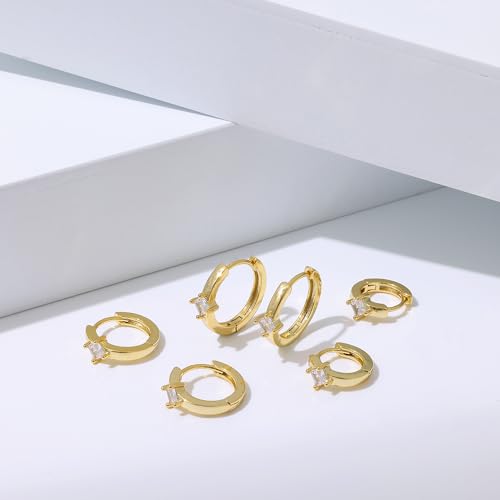 micuco Small Hoop Earrings for Women, Tiny Cartilage Hoop Earrings for Men | Helix Daith Tragus Ear Hugging Hoop Earrings Sleeper Hypoallergenic Earrings - style: A2: SCZ 8 10 12mm Gold (3 Pairs)