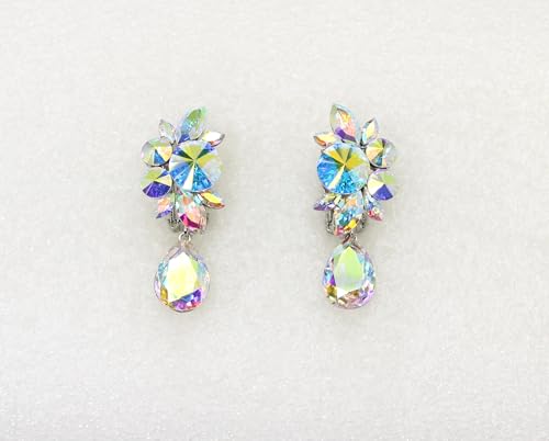 Faship Statement Dangling Floral Clip On Earrings For Women - color: AB