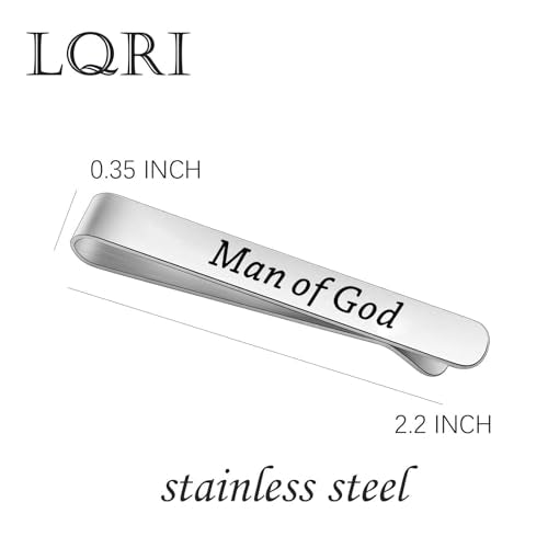 LQRI Man Of God Tie Clip Father's Day Baptism Religious Accessories Godfather Christian Gifts Pastor's Appreciation Gifts