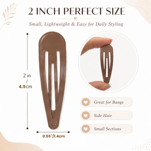 80 Pack 2-Inch Metal Snap Hair Clips, Leopard Print Hair Barrettes for Women and Girls - color: Solid and Print