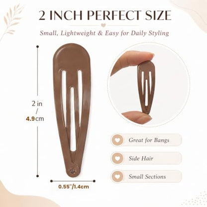 80 Pack 2-Inch Metal Snap Hair Clips, Leopard Print Hair Barrettes for Women and Girls - color: Solid and Print
