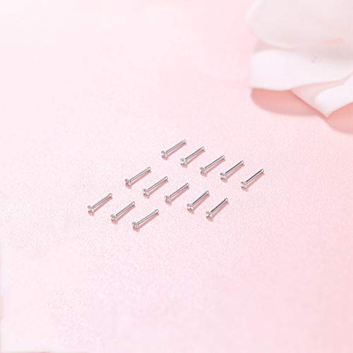 20G Nose Studs Rings Surgical Steel Austrian Crystal Nose Rings | Hypoallergenic,Nose Studs,316L Stainless Steel,Cartilage Earrings,Lip,Helix,Piercing Jewelry for Women,12Pcs 1.5mm