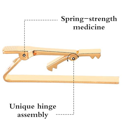 JJUNW 6 Pcs Tie Clips for Men, Stainless Steel Tie Clips Classic Ties Bar Clip Silver Patterned for Father Husband Business Wedding Anniversary Everyday Wear (Gold + Silver + Black)