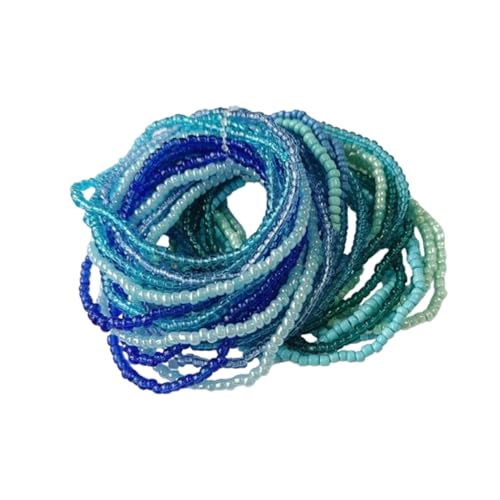 Soyzvteo 17Pcs Elastic Beaded Bracelets Bohemian Stackable Beaded Stretch Bracelets Colorful Boho Beach Bracelet Set Rainbow Handmade Seed Beach Bracelet Jewelry - color: 30Pcs/Blue
