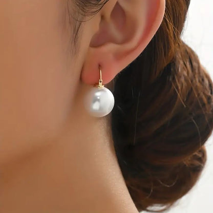 Pearl Earrings for Women 14K Gold Plated Hypoallergenic Pearl Earrings 5A Cubic Zirconia Dangle Earrings Elegant Jewelry - color: yellow