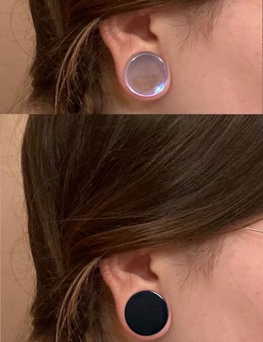 6G-50mm Acrylic Solid Gauges for Ear Tunnel Plugs Stretcher lightweight Plugs Clear Black Double Flared Flesh Tunnels Earrings for Women Men - color: Clear/Black:0G = 8mm