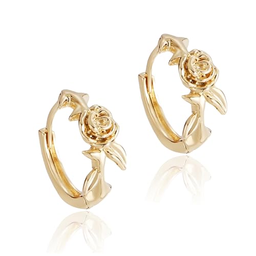 Shiny Gold Butterfly Earrings for Women | 14K Real Gold Plated Butterfly Earrings for Women, Dainty & Trendy Butterfly Stud Earrings for Fashion Jewelry Gifts - color: Rose