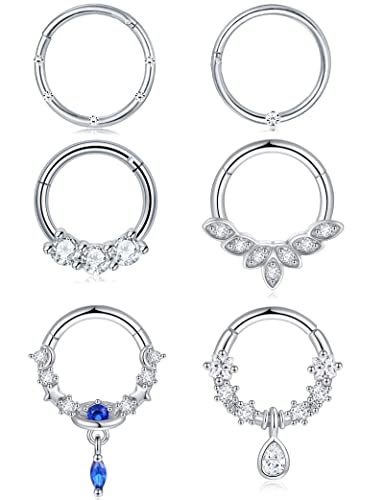 6-8Pcs 20G-18G-16G-14G Stainles Steel Clicker Ring Seamless Lip Nose Daith Cartilage Helix Tragus Hoop Ring - style: A2:10MM