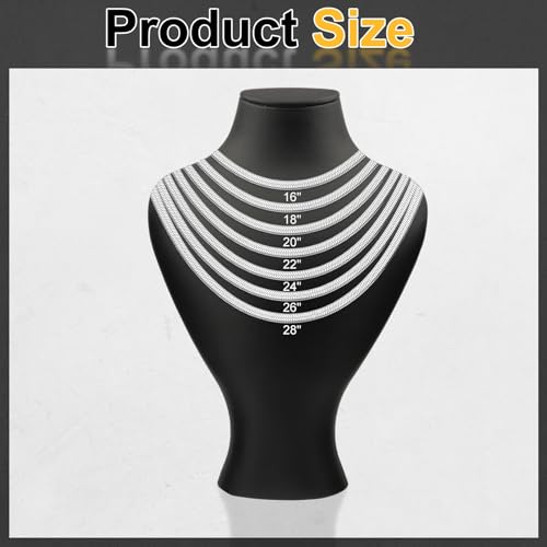 HARFINGTON Herringbone Necklaces Stainless Steel Snake Chain Necklace Adjustable Flat Chain for Jewelry Gift - color: Silver, size: 22" x 0.2"