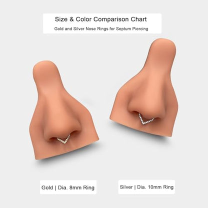 Titanium 16G Septum Ring Piercing Jewelry Nose Rings Hinged Clicker Hoop | G23 Titanium Silver Gold Hinged Segment Daith Piercing Jewelry Non-irritating , Clicker Septum Nose Piercing Jewelry Hoops - color: 03 Heart CZ-Silver, size: 16G-8mm