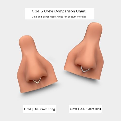 Titanium 16G Septum Ring Piercing Jewelry Nose Rings Hinged Clicker Hoop | G23 Titanium Silver Gold Hinged Segment Daith Piercing Jewelry Non-irritating , Clicker Septum Nose Piercing Jewelry Hoops - color: 03 Heart CZ-Silver, size: 16G-10mm