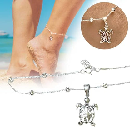 Sea Turtle Anklets for Women Adjustable Silver Seaurtle Anklets