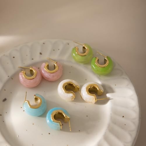 Chunky Hoop Earrings for Women, Lightweight Statement Daily Wear Gifts - color: Blue C