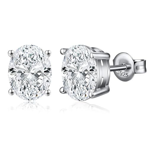 Brilliant Heart-cut/Oval-cut/Trillion-cut/Cushion-cut/Emerald-cut/Marquise-cut Stud, 925 Sterling Silver Cubic Zirconia Stud Earrings for Women Men - style: B-Oval-cut