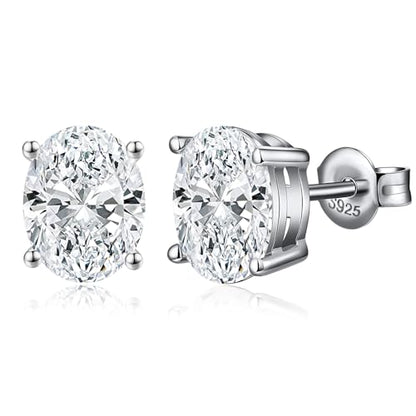Brilliant Heart-cut/Oval-cut/Trillion-cut/Cushion-cut/Emerald-cut/Marquise-cut Stud, 925 Sterling Silver Cubic Zirconia Stud Earrings for Women Men - style: B-Oval-cut