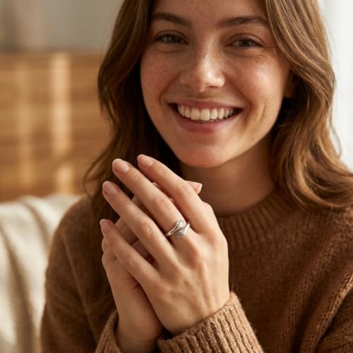 Sterling Silver Hug Ring for Women Teen Girls Adjustable Love Promise Ring Inspirational Open Rings Mothers Day Birthday Gift for Daughter Granddaughter Mom Wife Best Friend - color: Silver / Daughter Gift(Beautiful g***s,you can do amazing things)