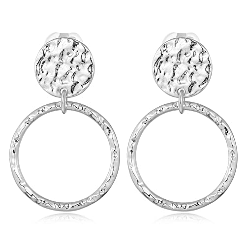 MUYAN Gold Clip On Drop Earrings for Women Non Piercing Dangle Earrings Fashion Jewelry - color: D Clip Silver