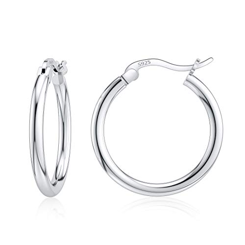 JIAYIQI Sterling Silver Hoop Earrings 18K White Gold Plated Silver Circle Endless Earrings Hoops Jewelry Lightweight Hoop Earring for Women Diameter 10,14,16,18,20,25,30,35,40,50,60mm - style: Silver-18mm