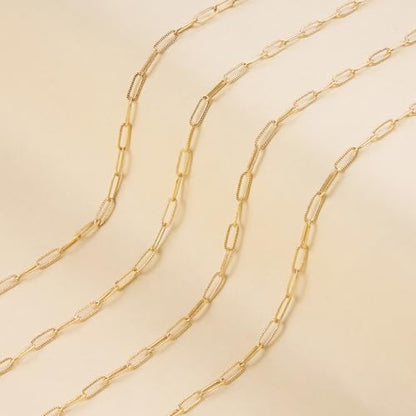Jabogrii 16.4 Feet Gold Embossed Paperclip Chain Roll for Jewelry Making | Brass Necklace Bracelet Chain Bulk Soldered DIY Jewelry Permanent Jewelry Findings - color: Embossed Paperclip Gold