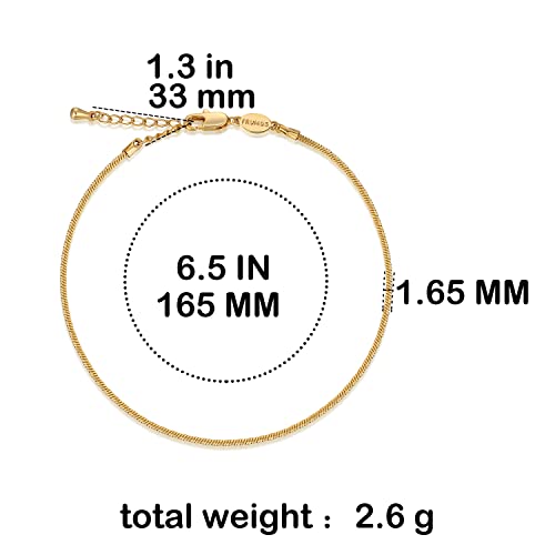 FRUMOS Dainty Layering Bracelets for Women 18 k Gold Plated Fashion Adjustable Chunky Cuban Paperclip Link Chain Bracelets Jewelry for Women Gift - color: Square snake bracelet