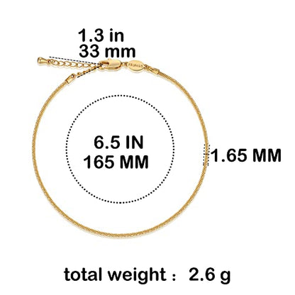 FRUMOS Dainty Layering Bracelets for Women 18 k Gold Plated Fashion Adjustable Chunky Cuban Paperclip Link Chain Bracelets Jewelry for Women Gift - color: Square snake bracelet
