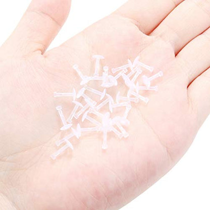 Lcolyoli 30PCS 16G 18G Clear Nose Studs Push Top Piercing Retainers 2mm Flat & Ball Top Bioflex Lip Rings Labret Retainer for Women Men 6-10mm Bar Length - color: Flat Top-30Pcs-16G-1/4"