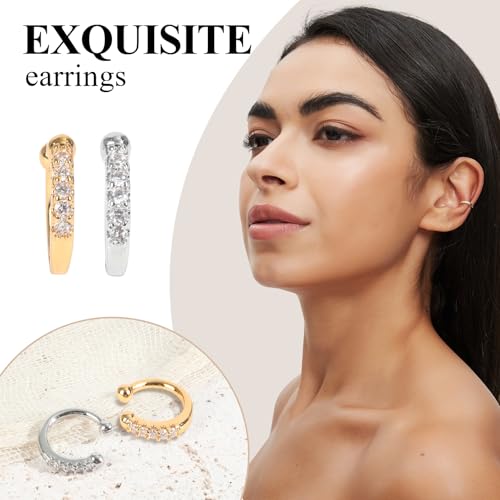 Women's Silver Earrings Fashion Jacket Stud Earrings Stacking Small Hoop Huggie Earrings Set for Multiple Piercing Everyday Ear Cartilage Earrings - color: Silver