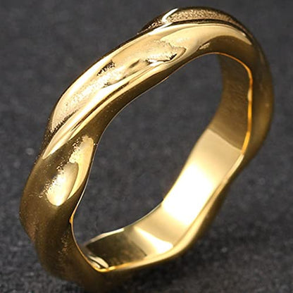 Jude Jewelers 6mm Stainless Steel Simple Plain Twisted Wave Braided Wedding Band Ring - color: Gold