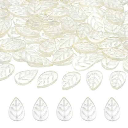 PATIKIL Leaf Beads, 50Pcs Crystal Translucent Czech Glass Beads for DIY Jewelry Making Bracelets Necklace, Crystal Yellow - color: Crystal Yellow