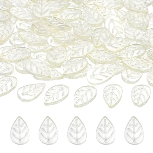 PATIKIL Leaf Beads, 50Pcs Crystal Translucent Czech Glass Beads for DIY Jewelry Making Bracelets Necklace, Crystal Yellow - color: Crystal Yellow