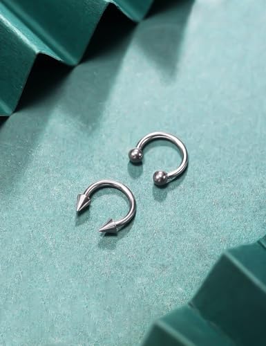 F136 Titanium 20/18/16/14/12/8/4/2g Septum Nose Rings Gauge Earrings Lip Rings Prince Albert Jewelry Internally Threaded Horseshoe Hoop Piercings - size: 16g*08mm