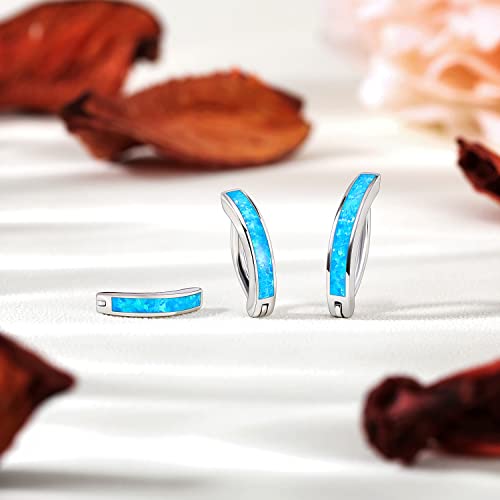 ZS 14G Clicker Belly Button Rings for Women, 925 Sterling Silver Opal Belly Barbell Piercing Reverse Curved Navel Barbell Body Jewelry - color: Blue Opal:14G,10mm