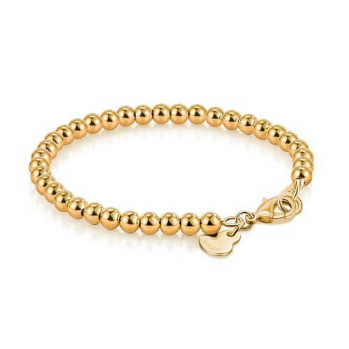 H&Beautimer 925 Sterling Silver 4-10MM Ball Chain Bracelet For Women's - Italian Handmade Bead Chain Bracelet 5''5.7''6.3''6.7''7.5''8''8.3''8.5''9 Inch Rose Gold Party Jewelry - color: 4MM Gold, size: 5 inches