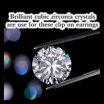 Drop Cubic Zirconia Invisible Clip On Earrings for Women Not Pierced Gold Teardrop Sqaure CZ Crystal Dangle Gold Silver Comfortable Clip On Earrings Bridal Wedding Prom - color: Diamond Silver