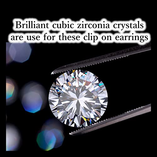 Drop Cubic Zirconia Invisible Clip On Earrings for Women Not Pierced Gold Teardrop Sqaure CZ Crystal Dangle Gold Silver Comfortable Clip On Earrings Bridal Wedding Prom - color: Round Silver