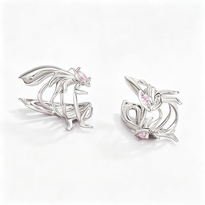 Gold Ear Cuff Earrings for Women Non Piercing 14K Gold Plated/Silver Cuff Clip On Cartilage Hoop Shining Cubic Zirconia Twisted Chain Ear Clip On Earring for Women Chunky Ear Cuffs Earrings - color: Pink-Butterfly