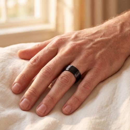 Tungsten Wedding Band Ring Black 10mm Men Women Comfort Fit 18k Rose Gold Step Edge Brushed Polished - color: Black Tungsten