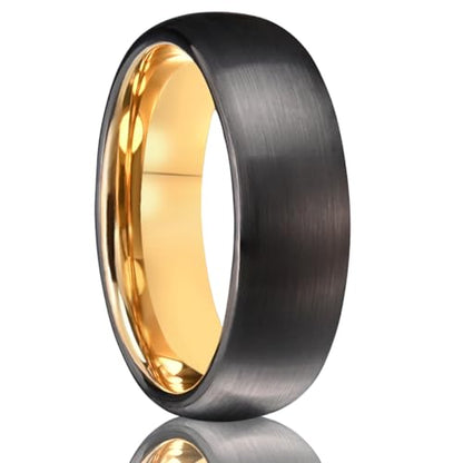 Tungsten Rings for Men Black Golden/Silver Blue Wedding Band | 7MM Mens and Women Engagement Wedding Rings Matte Brushed and High Polish Suitable for Couples' Anniversaries and Parties - color: 7mm black and gold