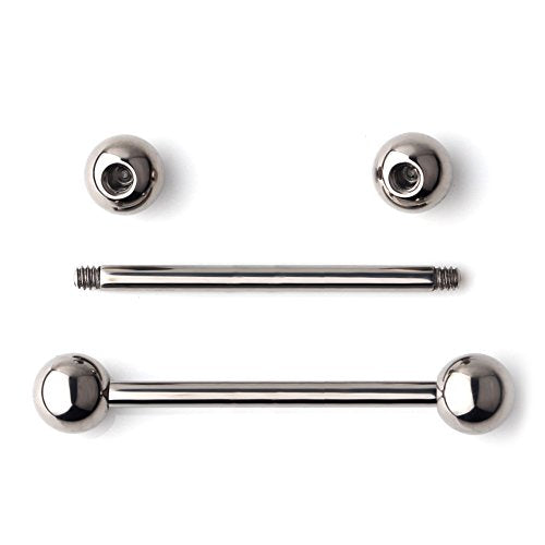 Grade 23 Titanium Externally Threaded Nipple Piercing Jewelry Barbell Ring Tongue Rings Nipple Straight Body Piercing Jewelry for Women Men 14G 16G 12mm 14mm 16mm 19mm - style: 14GA - 3/4" (19mm)