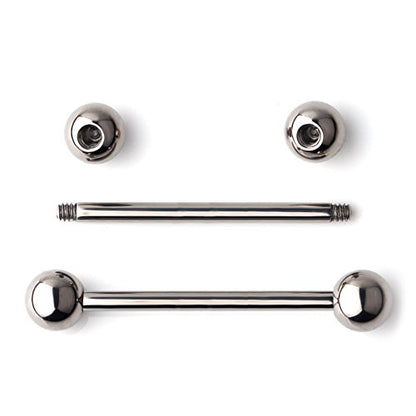 Grade 23 Titanium Externally Threaded Nipple Piercing Jewelry Barbell Ring Tongue Rings Nipple Straight Body Piercing Jewelry for Women Men 14G 16G 12mm 14mm 16mm 19mm - style: 14GA - 3/4" (19mm)