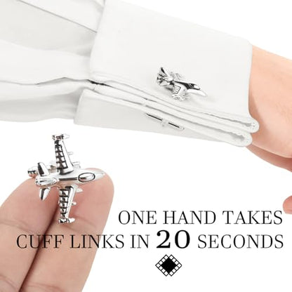 HAWSON Various Unique Cuff Links Mens, Animal/Tactical/Music/Holiday/Cufflinks, Themed Wedding Dinner Party Gift Suit Accessories - style: Airplane 1