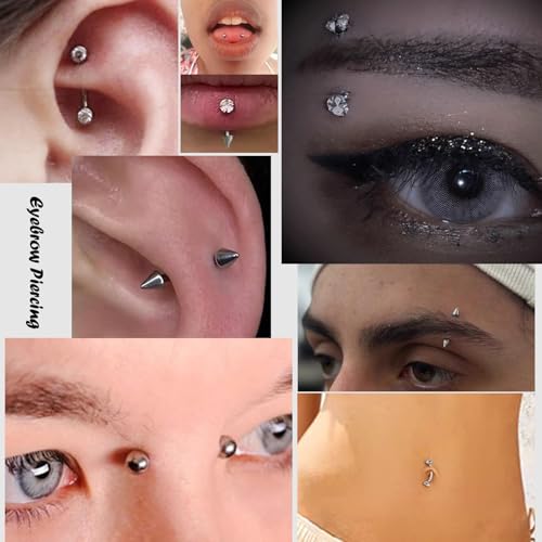 16G Eyebrow Piercing Jewelry Rook Earrings for Women Internal Thread Curved Barbell CZ Eyebrow Rings Vertical Labret Lip Jewelry Ear Rook Stud Small Tiny Belly Button Ring 6mm/8mm/10mm - color: Silver
