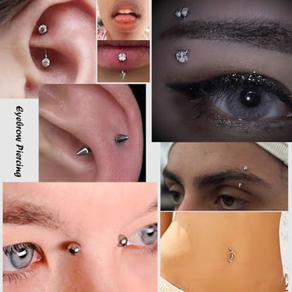 16G Eyebrow Piercing Jewelry Rook Earrings for Women Internal Thread Curved Barbell CZ Eyebrow Rings Vertical Labret Lip Jewelry Ear Rook Stud Small Tiny Belly Button Ring 6mm/8mm/10mm - color: Silver