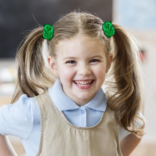 16 Pcs Satin Green Scrunchies Bridesmaid Proposal Gifts Hair Ties Scrunchies for Women Girls Bachelorette Party Favors (green) - color: green