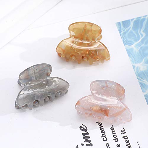 Molans 12 Pcs Small Hair Clips Mini Claw Jaw Clips Women Girls Thin Hair | Tiny Short Acrylic Cute Clips Non Slip Little Hair Accessories Clamps for Half Updo Styling Fine Hair Bangs Kids Toddlers - color: sequins