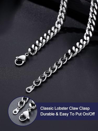 Bandmax Stainless Steel Barbed Wire Cuban Chain Necklace for Men & Women | Edgy Fierce Design, Waterproof & Tarnish Resistant, Silver/Black Tone, 5/7/9/12MM, 16-22 Inches, Street Punk Style Jewelry - color: A1 9MM-Silver, size: 16 Inch (40cm, Hottest Chok