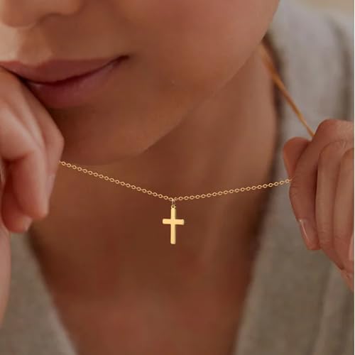 Zalcon Cross Necklace for Women, Gold Plated/Sterling Silver Plated Layered Choker Pendant Necklaces for Women Stack Jewelry for Women Trendy - style: Gold