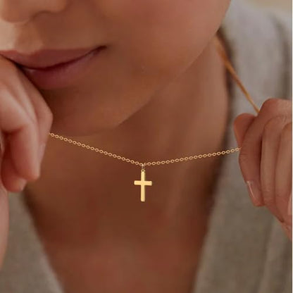 Zalcon Cross Necklace for Women, Gold Plated/Sterling Silver Plated Layered Choker Pendant Necklaces for Women Stack Jewelry for Women Trendy - style: Gold
